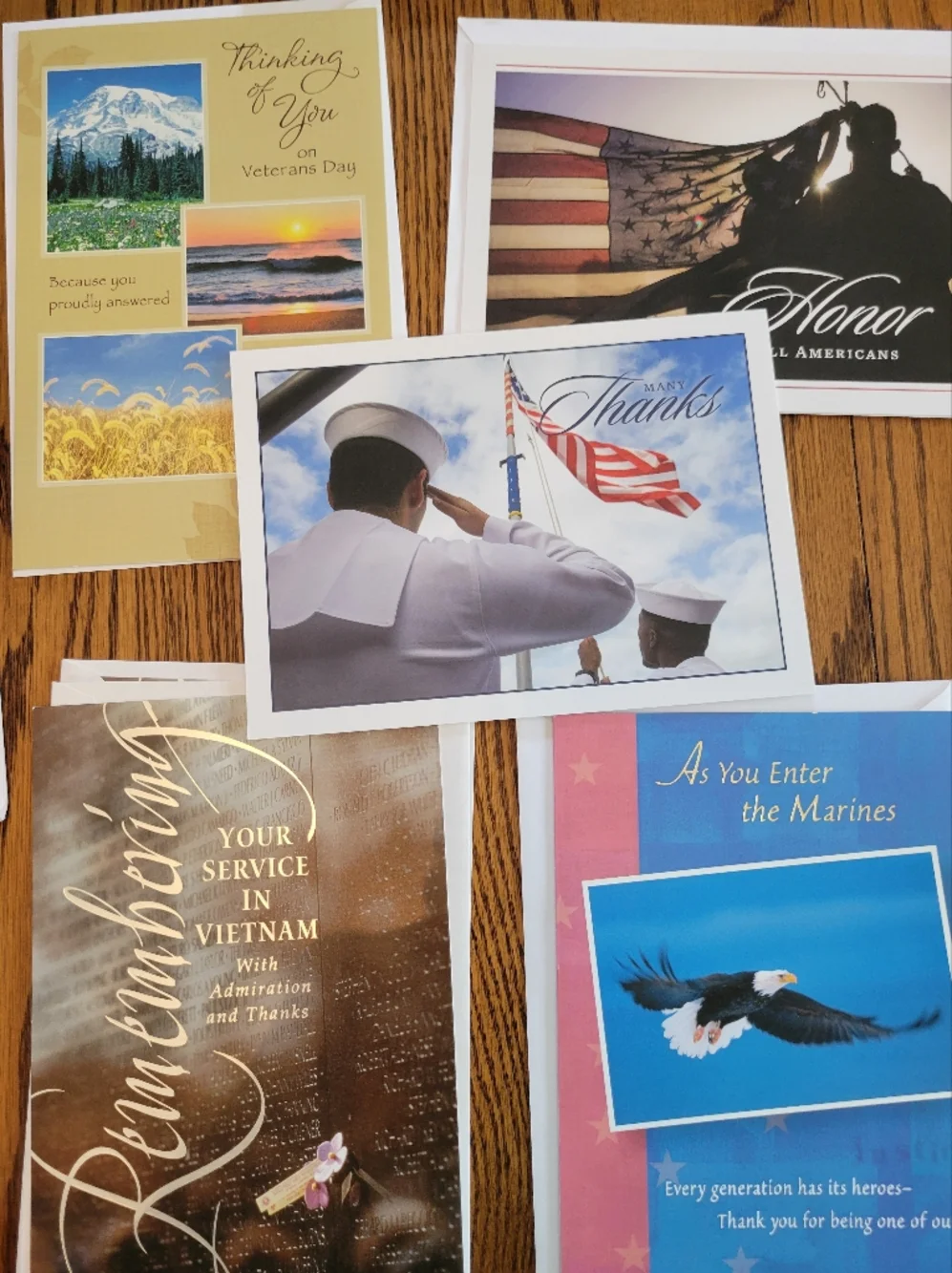 Patriotic American Flag USA Military Veteran Greeting Cards 20ct Red White Blue